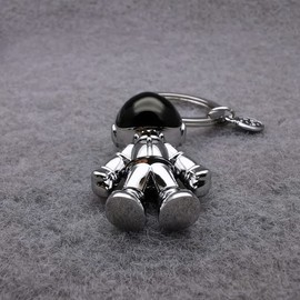 BONTOUJOUR Men Women Creative Stylish Metal Astronaut Robot Keychain, Small Size Metal Key Chain Car Key Rings Key Holder Valentine Christmas Gift Bag Pendant Strap -Gold