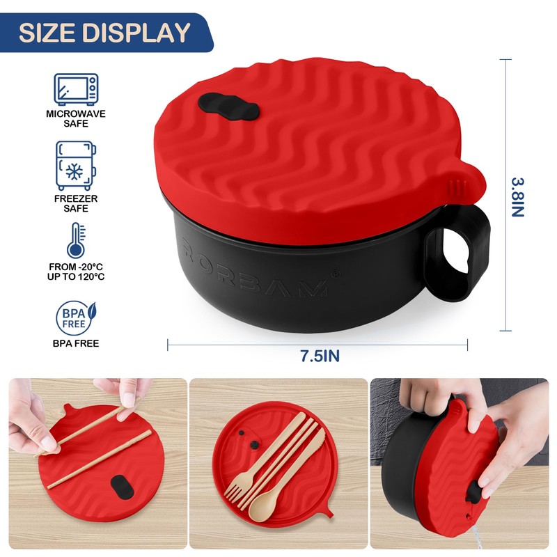 Ramen Cooker,Microwave Ramen Bowl,Noodle Bowl 48 oz,College Dorm Room Essentials