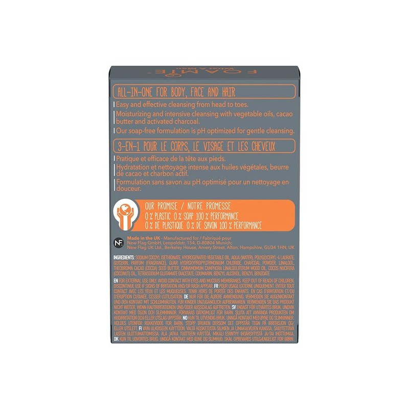 Foamie 3-in-1 Solid Cleaner for Men with Activated Carbon, Solid