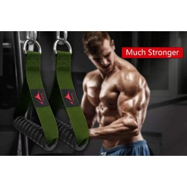 Vigoog Heavy Duty Gym Exercise Handles Attachment for Cable Machine,Resistance Band,Pulley System Home Fitness Workout Equipment, with Elastic Rubber Grip and 2 Large Carabiners (Green)