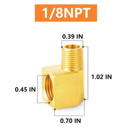 GASHER - 10 piezas de latón para codo de 90 grados, rosca de 1/2 a 20 hilos invertidos hembra x unión macho NPT de 1/8 pulgadas para combustible, aire/lquid/gas