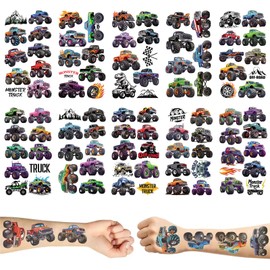 10 Sheets of Tattoo Children's Boys Monster Truck Children's Tattoos Cool Trucks Children's Tattoos Stickers Waterproof Skin-Friendly Cool Children's Tattoos for Party Bags Children's Birthday Party