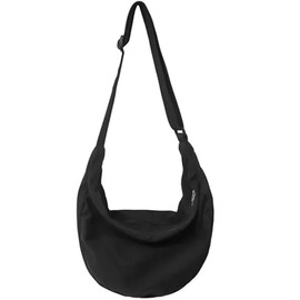 KARRESLY Nylon Casual Crescent Crossbody Bag for Women Men Large Capacity Sling Shoulder Bag（Black）