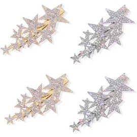 4 Pcs Star Hairpins Set - Elegant Five-Pointed Star Duckbill Clips for Women & Girls | Perfect for Weddings, Bridal Hairstyles & Special Occasions