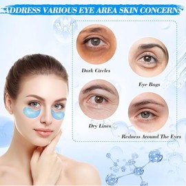 Parche Coreano de Hidrogel con Péptidos y Colágeno - 60 Mascarillas Reafirmantes, Iluminadoras e Hidratantes para Ojos - Ojeras, Bolsas, Arrugas y Lín