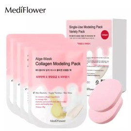 Mediflower [메디플라워] 일회용 모델링팩 버라이어티팩 (콜라겐 28gx4+해면x2) Mediflower Disposable Modeling Pack Variety Pack (Collagen 28gx4 + Sea Sponge x2)