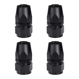 VehiMata 10AN Hose End Fitting Straight Swivel for CPE Braided Fuel Hose Line Aluminum Black 4PCS