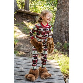 Lazy One Paw Mittens and Slippers Set, Cute Animal Accessories for Kids and Adults, Brown Bear (Small)