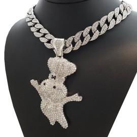 BLINGFACTORY Colgante DOUGHBOY grande helado de Hip Hop y collar de cadena tipo gargantilla de tenis de 18" y 1 fila