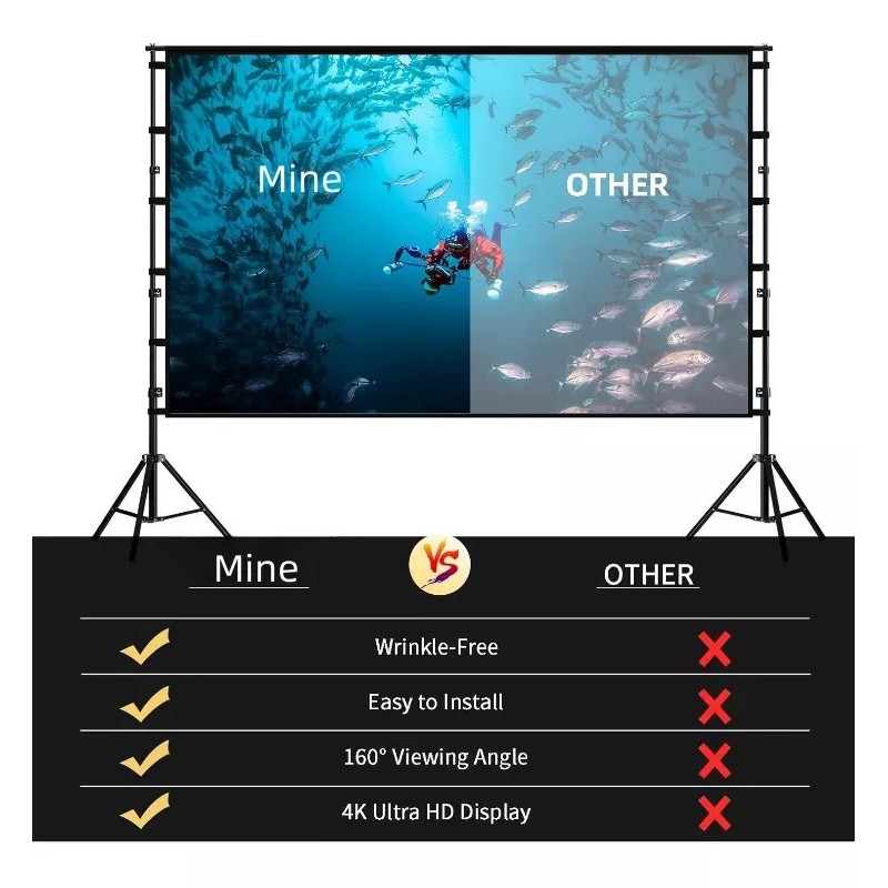 YADILALA Pedestal Pantalla Proyector De Enrollable 120 Hd Con Soporte