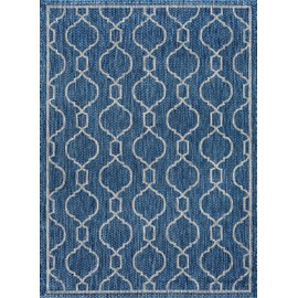 Indigo Jute Large Water Resistant Indoor Outdoor Rug 8x10 for Entryway Patio Deck Garden Outside Porch Hallway Entry Way Area Clearance Waterproof Living Room Bedroom Carpet Alfombras para Exteriores