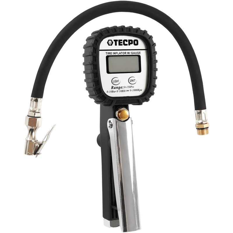 TECPO Digital Compressed Air Tyre Inflator Gauge 0-10 Bar Tyre