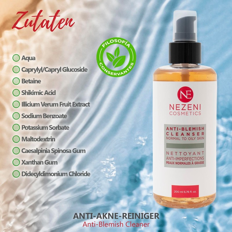 Nezeni Acne Facial Cleanser with Ac. Shikimic - 200ml -