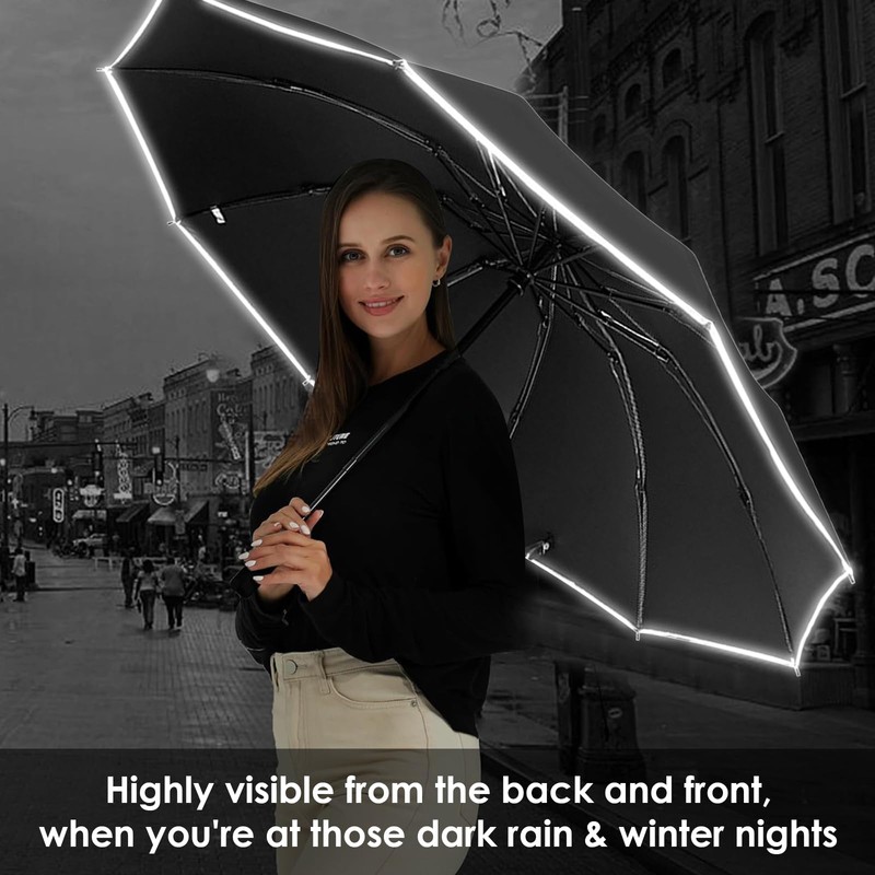Sykrawki Windproof Inverted Umbrella with 10 Ribs, Automatic Open/Close, Compact,