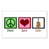 CafePress Peace Love Cello Rectangle Bumper Sticker Car Decal