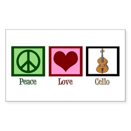 CafePress Peace Love Cello Rectangle Bumper Sticker Car Decal