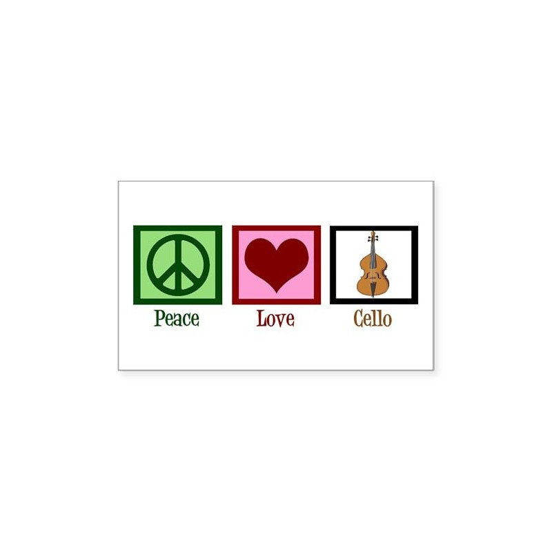 CafePress Peace Love Cello Rectangle Bumper Sticker Car Decal
