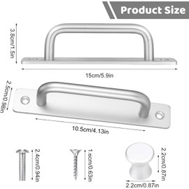WORSETUY 4 Pcs Sliding Door Handles, Pull Push Door Handles, Round Handle, Stainless Steel Sliding Bathroom Kitchen Cupboard Cabinet Garage Shed Barn Gate Door Handles with Screws(150mm/6.in)