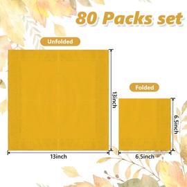 Whaline 80 Pack Thanksgiving Fall Paper Napkins 6.5 x 6.5 Inch Autumn Color Disposable Dinner Napkins Red Orange Yellow Green Luncheon Napkins Fall Harvest Party Supplies for Home Kitchen Restaurant