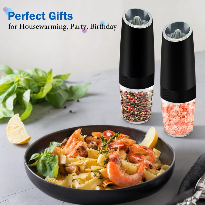 2Pcs Gravity Electric Salt and Pepper Grinder Set, USB-C rechargeable