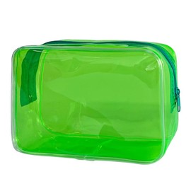 Neon Clear Pouch Small, Clear Makeup Bag, 7"x2.3"x4.7" Size TSA Approved Toiletry Bag, Clear Travel Bags for Toiletries, Clear Cosmetic Bag for Women and Men Small, green, Solid Color and Neon Color