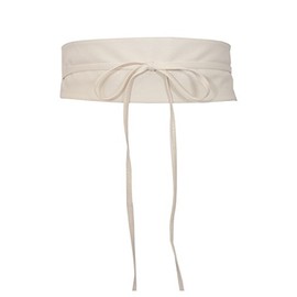 eVogues Plus size Faux Leather Obi Waistband Sash Belt Off White - One Size Plus