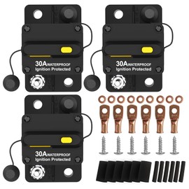 3 Pack 30Amp Circuit Breaker for Boat Trolling Motor Marine ATV Trailer Vehicles Stereo Audio Electronic Battery Solar System Inline Fuse with Manual Reset Switch Waterproof DC 12V-48V