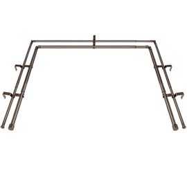 HOTOZON 1 Inch Heavy Duty Double Bay Window Curtain Rods,36-72 Inch Center Rod for Window (24 to 68 Inch), 20-36 Inch Side Rods for windows (16-32 Inch), Antique Bronze, End Cap Finials