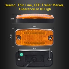 Qiping 4 x LED Marker Light Orange 12 V/24 V LED Outline Light Yellow Amber Position Light with E-Mark for Trucks, Car Trailers, Caravans, Cars, Tractors