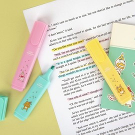 Kakao KF Happy Moment Mild Highlighter 3-Color Set / 카카오 KF 해피모먼트 마일드 형광펜 3색 세트