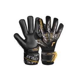 Reusch Attrakt Silver NC Finger Support Junior Goalkeeper Gloves, Black/Gold/White, Size 7