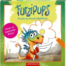 Punkt-zu-Punkt-Malblock: 32 pupslustige Motive (Furzipups): 24 pupslustige Ausmalbilder für Kinder ab 4 Jahren