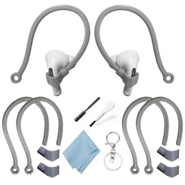 Ear Hooks Compatible with AirPods 4, 3, 1, 2 and Pro & All in-Ear Headphones with Stems - 2 Pairs Adjustable Secure & Comfortable Prevent Falls Ear Holders for Headphones - Easy to Install (Gray)
