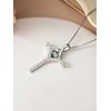 HPQQ Moss Agate Cross Necklace for Women Sterling Silver Faith