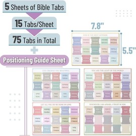 75Pcs Bible Tabs,Bible Journaling Supplies Large Print,Bible Tabs Index Stickers Bible Divider Tabs,Bible Accessories with Blank Laminated Bible Tabs,Bible Book Tabs for Old and New Testament(#3)
