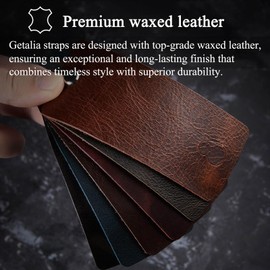 Getalia leather Watch Band Foldover Clasp Retro Oil wax Genuine Leather,18mm 19mm 20mm 21mm 22mm Quick Release Replacement Watch Straps for Men and Women (Ash Black ：Width-19mm)