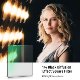 NEEWER 1/4 Black Diffusion Special Effect Square Filter, 100x100mm Dreamy Cinematic Effect Filter 2mm Slim with Multi Coated HD Optical Glass, Filter Pouch for Portrait Photography