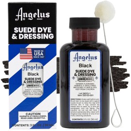 Angelus Tinte de piel de ante para zapatos, botas, bolsos, manualidades, muebles, nobuck y más, negro, 3 onzas