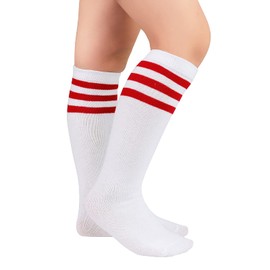 American Trends Kids Cheer Socks Girls for Cheerleaders Red and White Girls Cheerleading Toddler Tube Socks 1 Pack White Red 6-9 Years