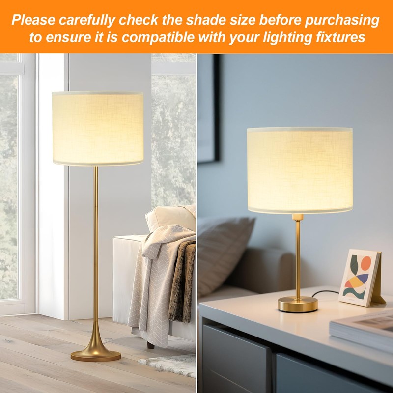 White Linen Lamp Shade,Drum lamp shade for table lamps 13"