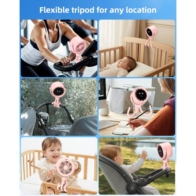 Akejrym Stroller Fan Portable, Personal Fan for Travel, Air Turbo