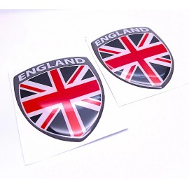 DIGIART INTERNATIONAL UK BRITISH ENGLAND FLAG 3D EPOXY ALUMINUM CAR EMBLEM SET (2) DURABLE WATERPROOF