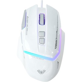 AULA S12Pro Gaming Mouse Wired,6 Adjustable DPI 12800,Ergonomic RGB Backlight Computer Mouse,Programmable PC Mouse with Side Buttons,Gaming Mice for Laptop Mac Gamer (White)