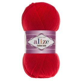 55% Cotton 45% Acrylic Alize Cotton Gold Yarn 1 Skein/Ball 100 gr 360 yds (56-Red)