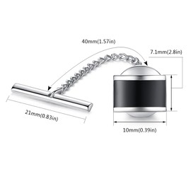 HONEY BEAR Tie Pin with Chain - Stainless Steel for Wedding Gift Business Tie Accessories, Stainless Steel