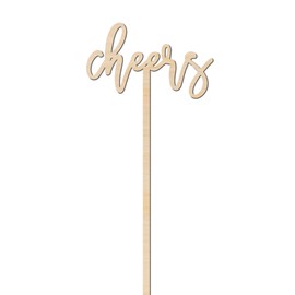 The Cotton & Canvas Co. Cheers Drink Stirrers, Party Cocktail Sticks, Holiday Swizzle Sticks, New Years Party, Wedding, Christmas, Custom Drink Marker, Set of 12, Natural Wood