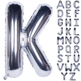 Large Mylar Foil Helium Letter Balloons 40 Inch Silver Balloons Alphabet Letters for Birthday Bridal Shower Anniversary Decorations (Letter K)