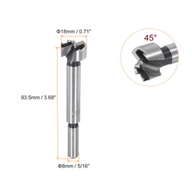 HARFINGTON Forstner Drill Bit 18mm (0.71") Dia 8mm (5/16") Round Shank Serrated High Carbon Steel Hole Opener for Wood Drilling Hinge Woodworking