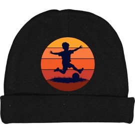inktastic Soccer Player Retro Sunset Baby Beanie Hat Small Black 44a29