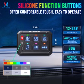 MICTUNING P1s RGB 6 Gang Switch Panel, Multifunction Toggle Momentary Strobe Pulsed Switch Pod with Backlit Off 6 Level Brightness Circuit Control Relay System Box for Truck RV Offroad Marine